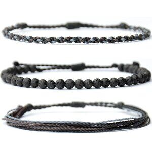 Handmade Natural Stone Beaded Healing Bracelet Gift for Men Adjustable Rope